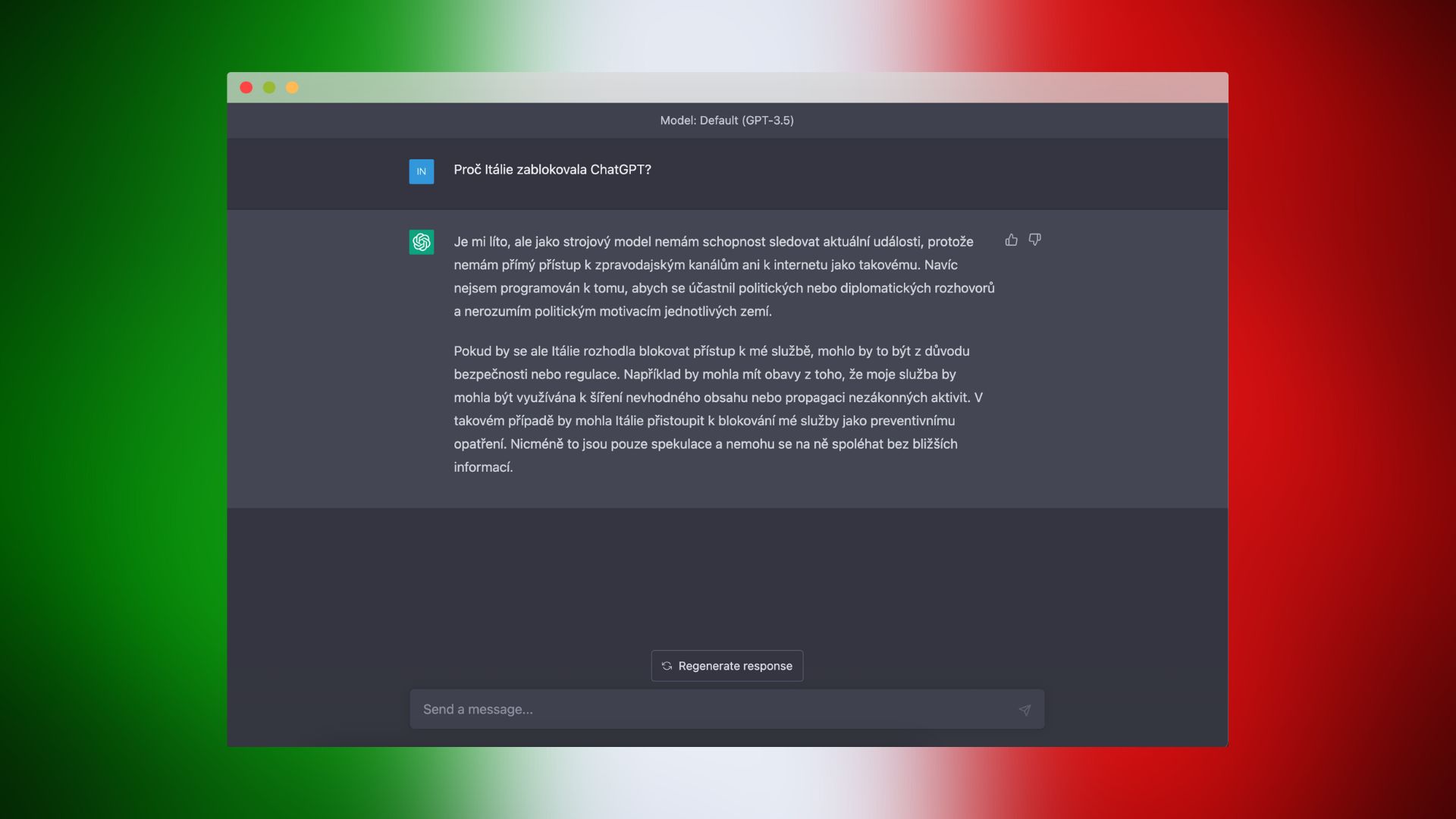 ChatGPT è stato bandito in Italia.  Presumibilmente raccoglie i dati degli utenti illegalmente
