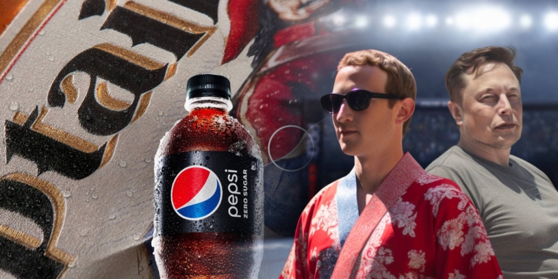 Bitva mezi Muskem a Zuckerbergem se odkládá a Pepsi chytře využila etiket na lahvích rumů