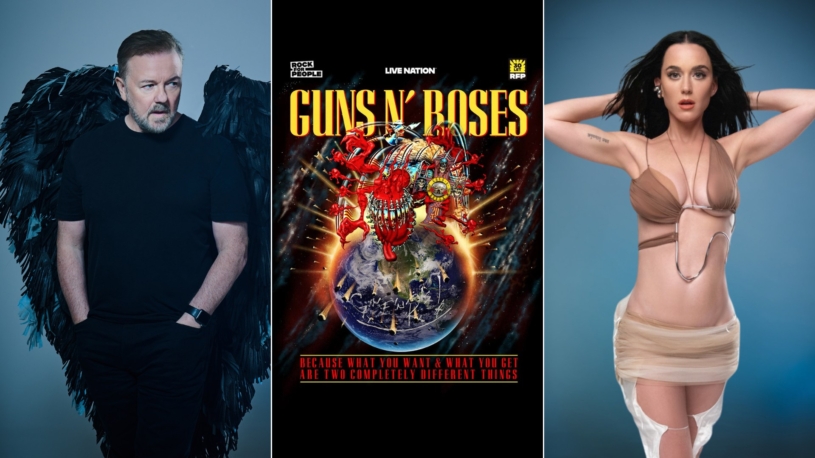 Vánoční překvapení. Guns N‘ Roses jedou do Hradce, Prahu ovládnou Ricky Gervais a Katy Perry