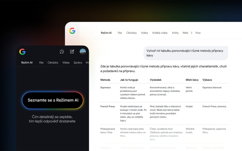 Google v Česku právě spustil své nové vyhledávání. Je mnohem komplexnější než jeho AI Přehledy