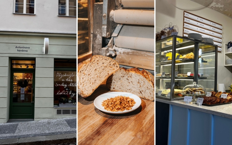 K Antonínovým pekařstvím přibyla i první kavárna. Je sympaticky klidná a dáte si tu i chleba s vajíčkovkou
