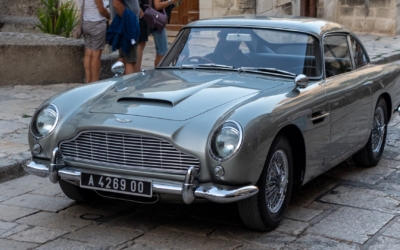 the Aston Martin DB5 used on the set of the latest James Bond movie ‚No time to die‘ in Matera,  Italy.