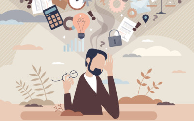 Information overload or job burnout with stress and chaos tiny person concept
