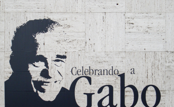 Memorial portrait of Gabriel Garcìa Màrquez on the public libr