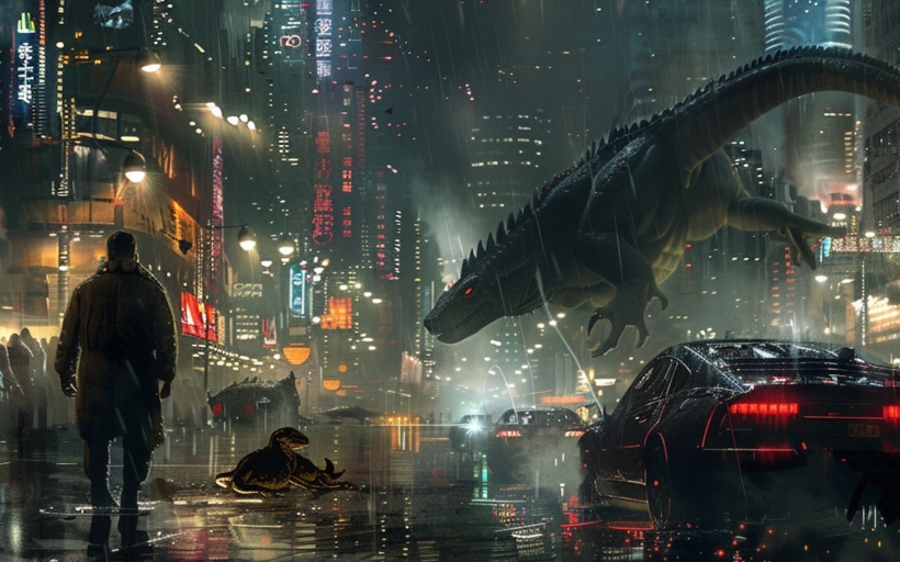 blade runner with lizards –ar 2:1 Job ID: 14434293-48dd-4576-ac41-67aac96fdc55