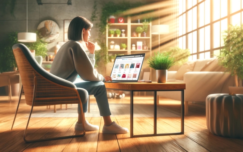 dalle-2024-04-08-15-00-22-a-modern-vibrant-scene-capturing-the-essence-of-online-shopping-the-focus-is-a-person-sitting-in-a-well-lit-cozy-room-filled-with-plants-and-soft-f-copy